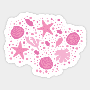 Ocean lover, nautilus, pink Aesthetic, sea coral, sealife, pink hues, baby pink, shells, pink shells Sticker